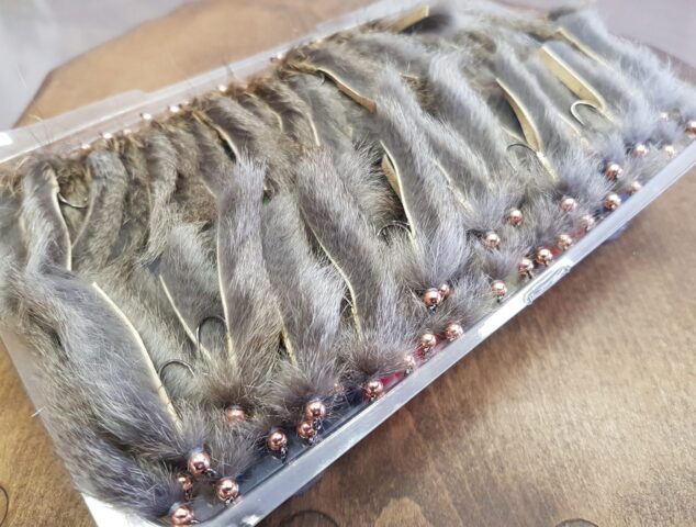 Effective trout streamers, rabbit zonker, Dohiku hooks, copper bead, barbless hook