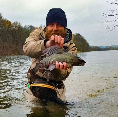 Nice Grayling cought by our guide San River Peche à la mouche en Pologne