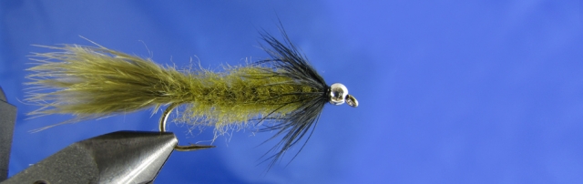 Olive leech for trout, Olive marabou, TMC hooks, Black hen hackle